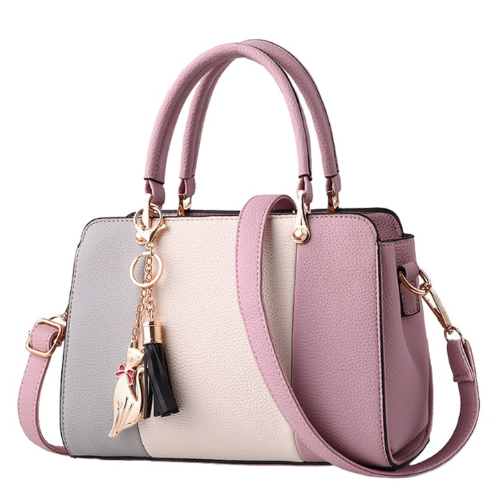 Jormftte női táska, PU, patchwork design, fogantyúkkal, többszínű, különböző méretek.