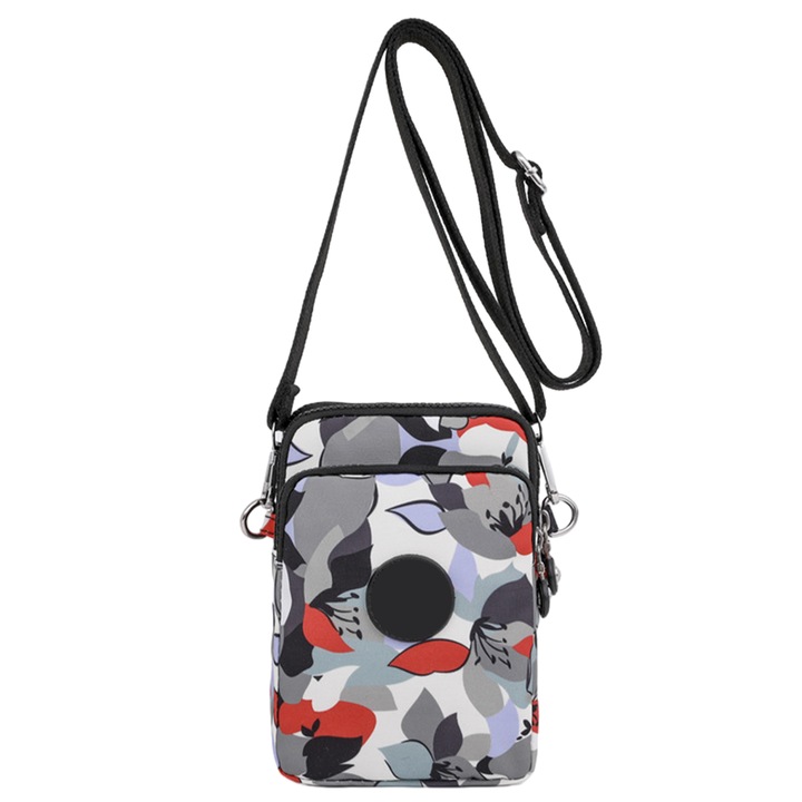 Válltáska, nylon, virágmintás, tarka