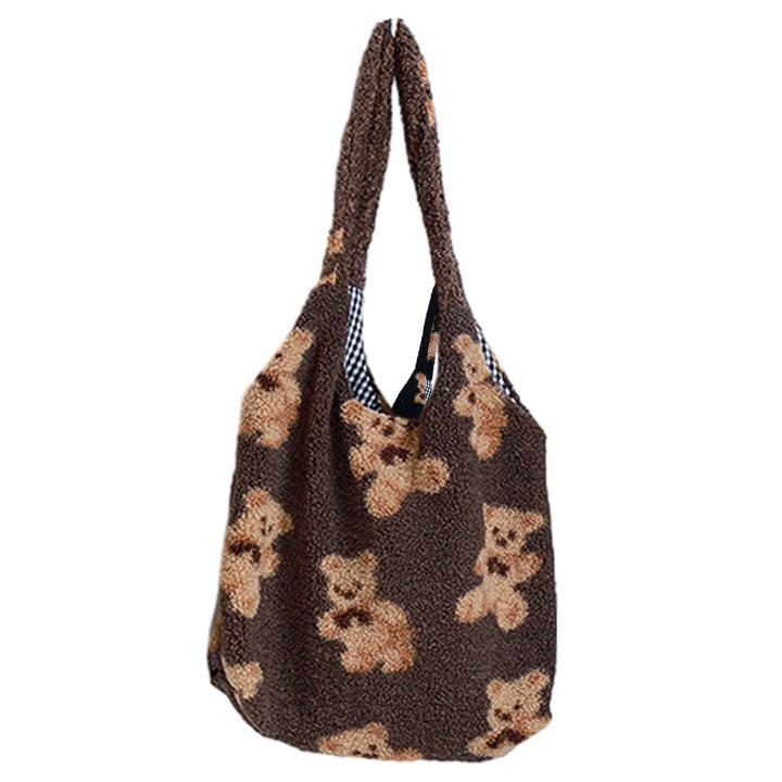 Jormftte plüss válltáska, maci modell, khaki színű, 39x33cm