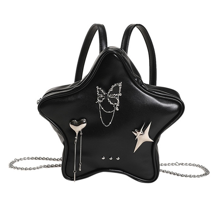 Jormftte női crossbody táska, fekete, 25x21.5x7cm, PU anyag, 1 db-os készlet.