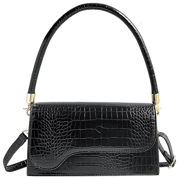 Jormftte női válltáska, krokodil mintás, fehér, 26x7x14cm