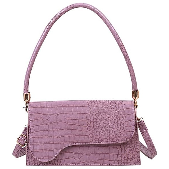 Jormftte válltáska, krokodil mintás, fehér, mérete 26x7x14cm