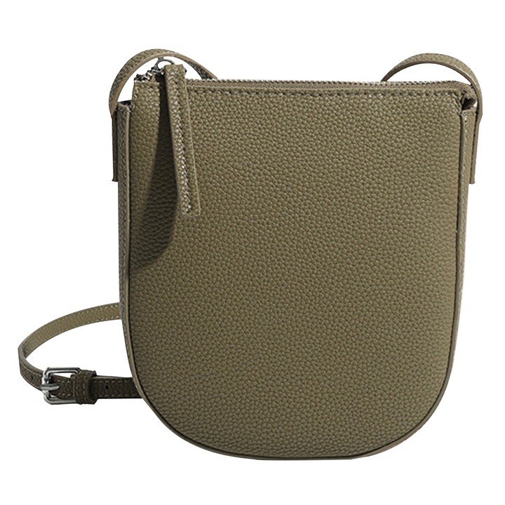 Чанта за през рамо QttvbTna, естествена кожа, маслиненозелена, 16x5x19см