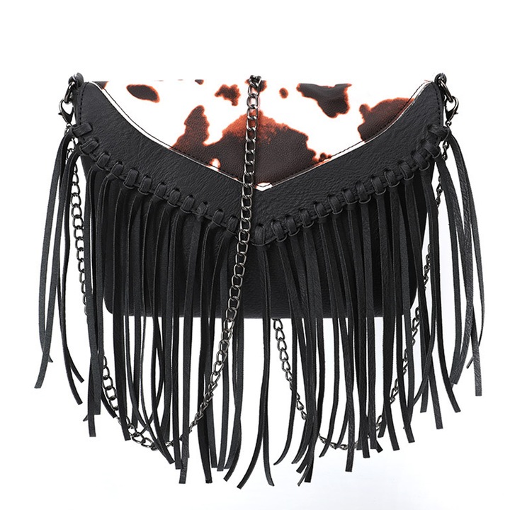 Női táska, QttvbTna, rojtok, Ökológiai bőr, 26x19x3 cm, Többszínű