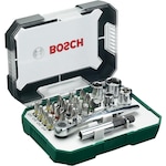 Комплект 26 аксесоара Bosch, Битове, 4 гаечни ключа, Адаптер за гаечен ключ, Тресчотка
