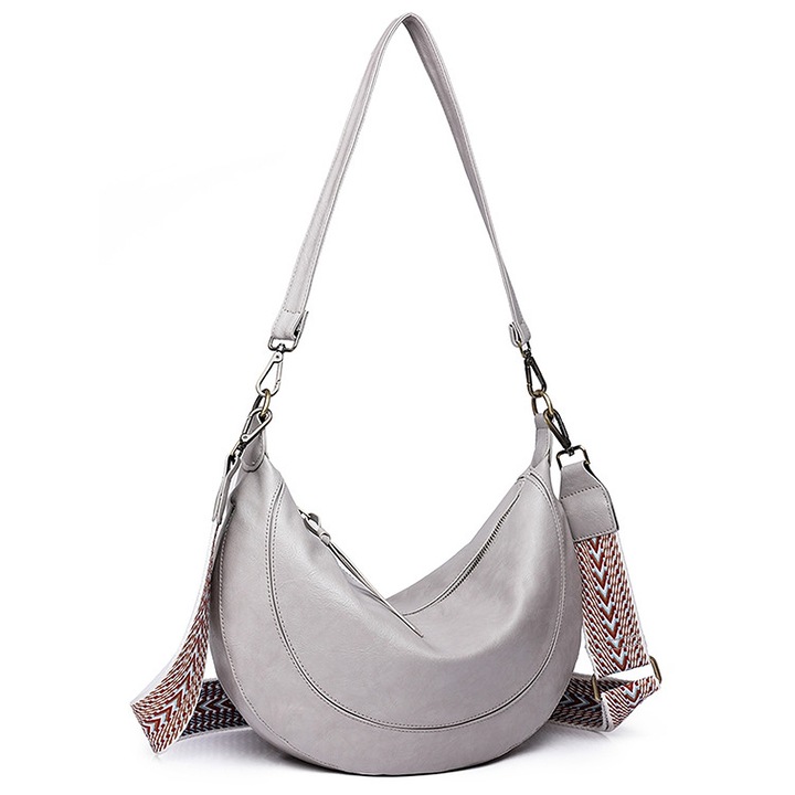 Jormftte női crossbody táska, vegán, makaron szürke, mérete 40x8x24cm