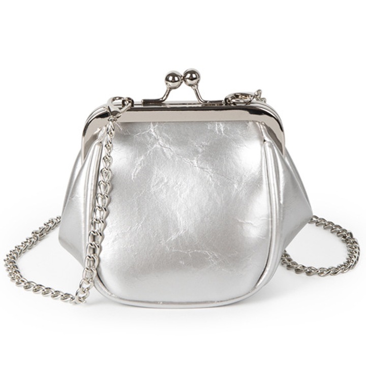 Jormftte női válltáska, vintage, fekete/ezüst/barna, 13x8.5x10cm, lánccal.