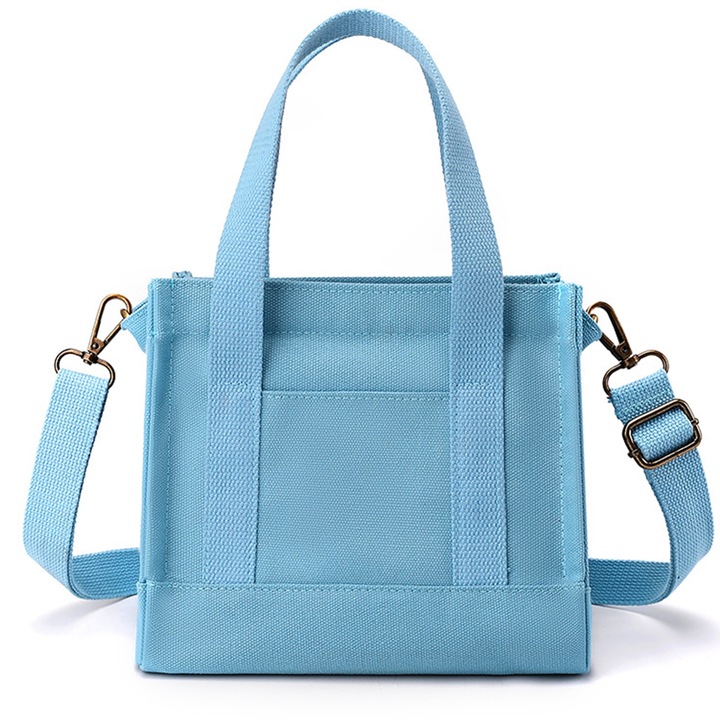 Jormftte kis négyzet alakú vászontáska, kék/fehér/szürke/zöld, 20x23x12cm