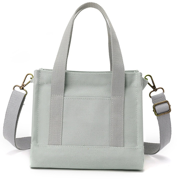 Jormftte kis négyzet alakú vászontáska, szürke-zöld, 20x23x12cm