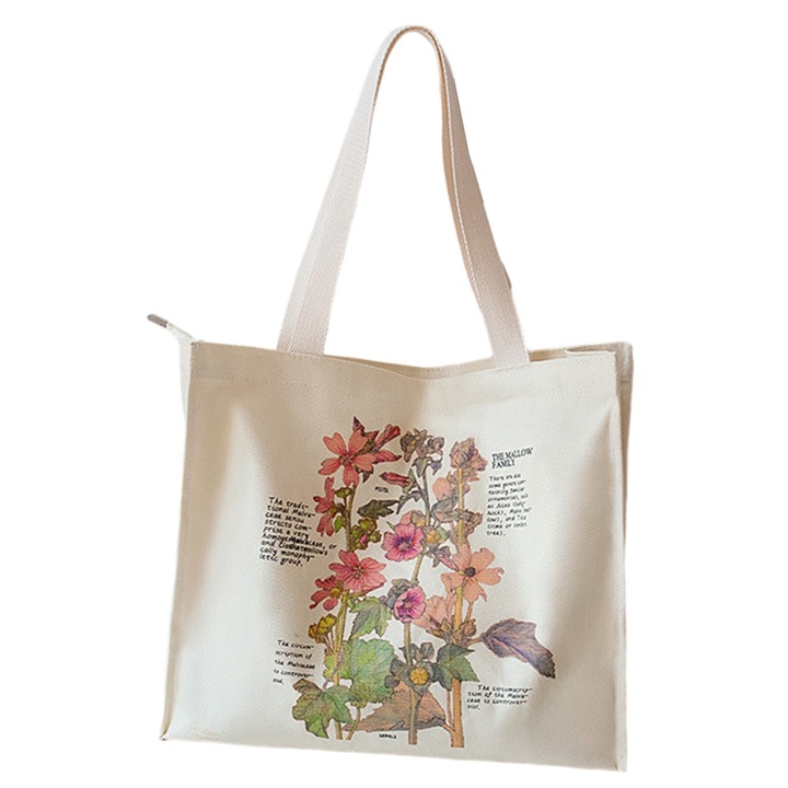 Nagy kapacitású vászon táska - Mályva