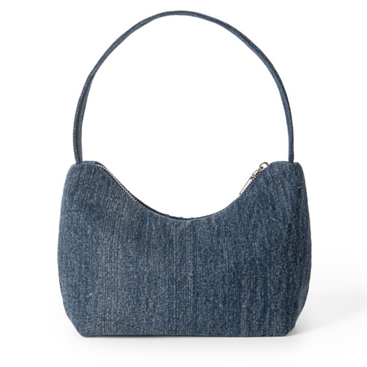 QttvbTna válltáska, farmer, cipzárral záródó, világoskék/sötétkék, 26x16x8cm