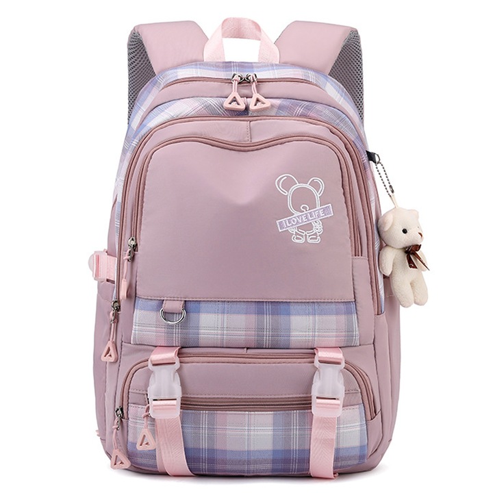 Jormftte iskolatáska lányoknak, 15.6 hüvelykes, többszínű, 6+ év, cipzáras záródás