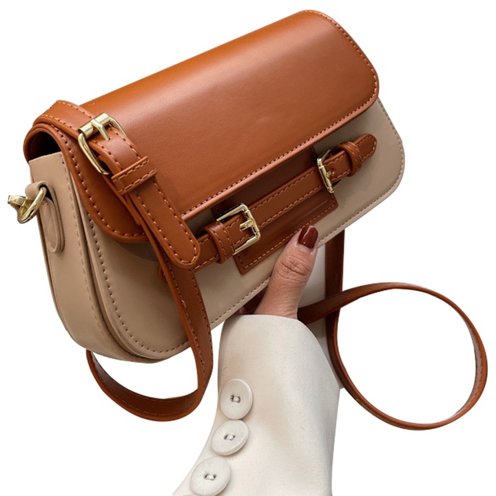 QttvbTna válltáska, PU bőr, állítható lánccal, arany, kicsi