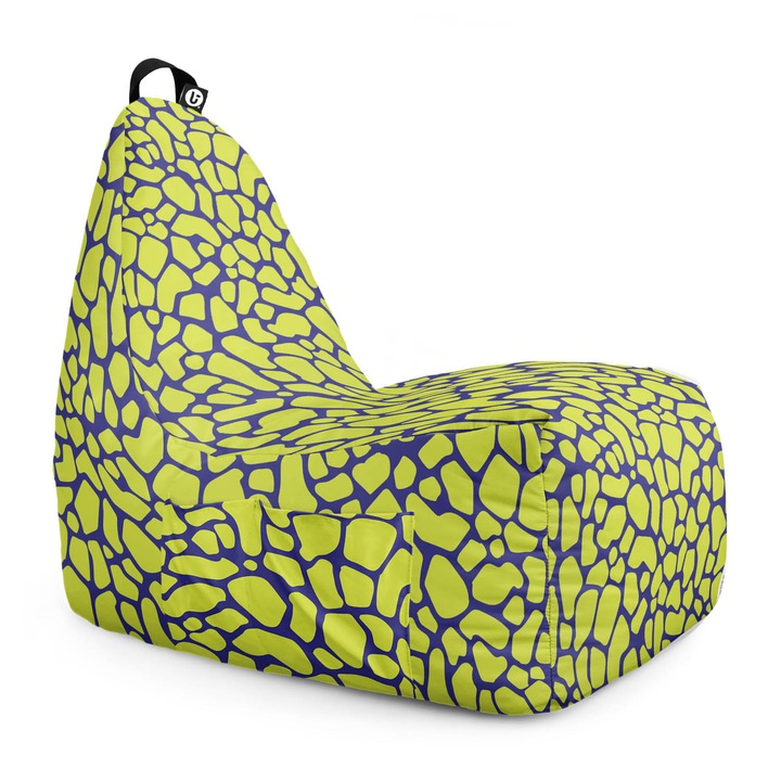 Fotoliu Updeco Puf Bean Bag tip Chill, sac interior, impermeabil, indoor/outdoor, cu maner, 62 x 95 x 75 cm, Giraffe Green