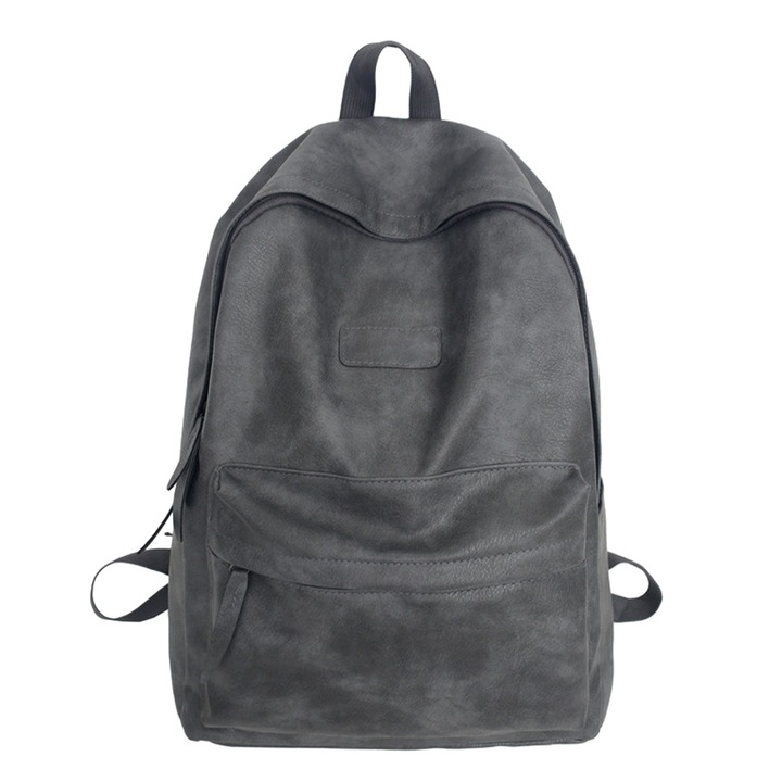 Раница QttvbTna, водоустойчива, екокожа, сива, 30x14x42 см