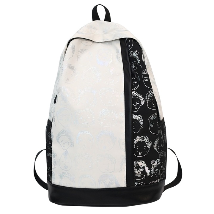 QttvbTna hátizsák, vízálló, ökológiai bőr, fehér/fekete, 30x17x47cm