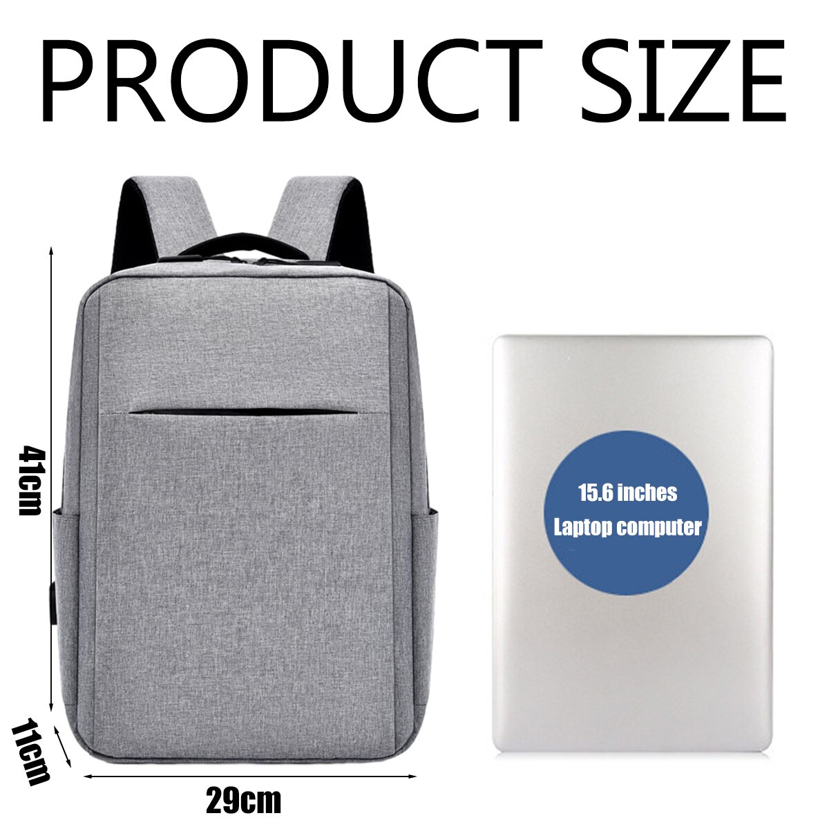 Rucsac laptop rezistent la apa, set, 41x29x11cm, gri
