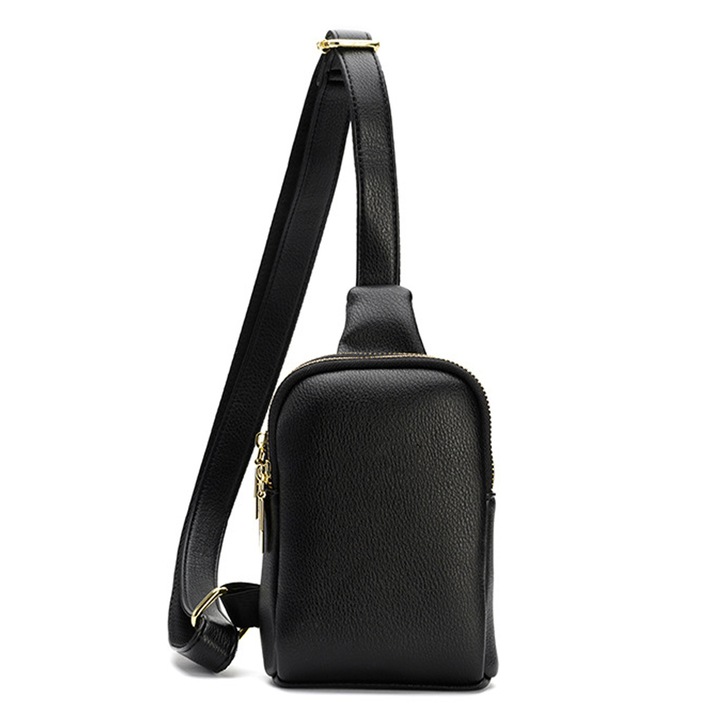 Crossbody táska, QttvbTna, ökológiai bőr, fekete, 17,5x12,5x7 cm
