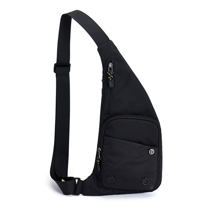 Rucsac sling unisex, nylon, negru 42x23x4cm