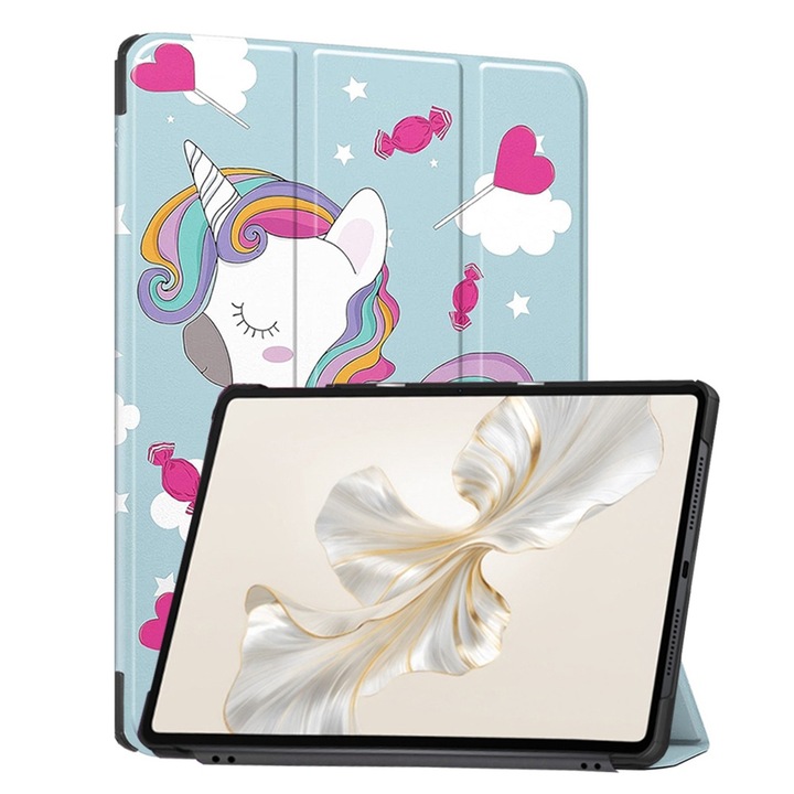 Husa compatibila cu Honor Pad 9, 12.1 inchi, Tip carte, Bounce Comando, Protectie completa, Stand, Unicorn