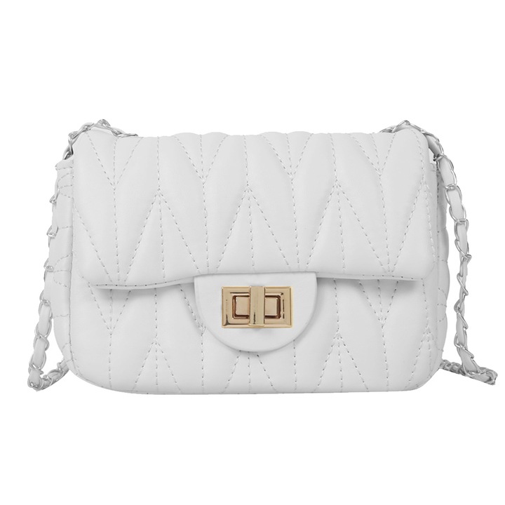 Női táska, QttvbTna, PU, 19x17x14x7 cm, fehér/arany