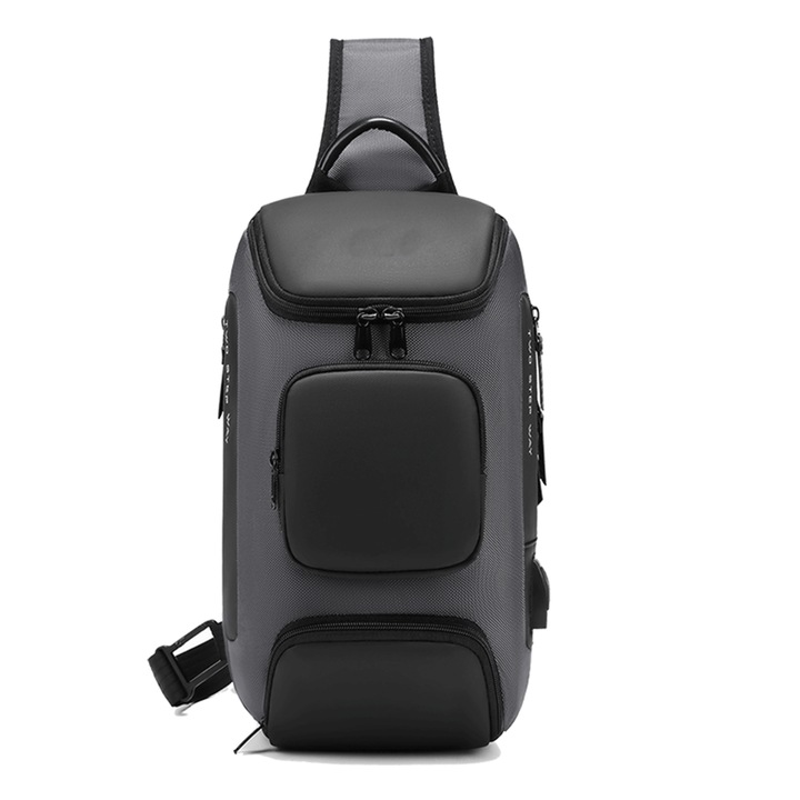 Rucsac negru din material Oxford, dimensiuni 35x21x12 cm, cu inchidere cu fermoar, set rucsac.