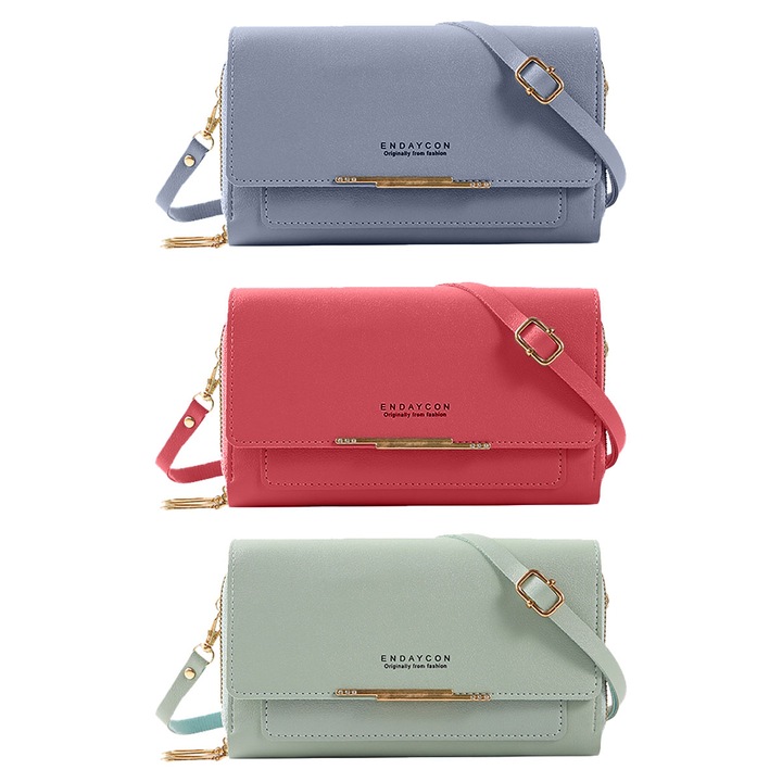 Női válltáska, 3 darabos szett, 2 rekesszel, bőr, többszínű