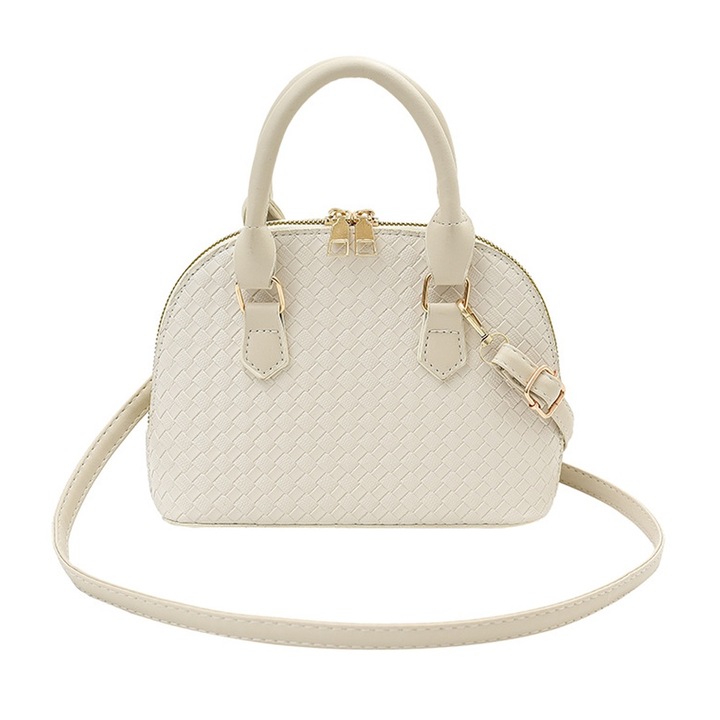 Дамска чанта, QttvbTna, екологична кожа, бяла, 15.5x23x8см