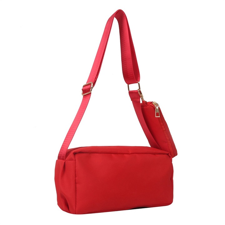 Válltáska, QttvbTna, nagy kapacitású, vászon, piros, 25x12x10cm