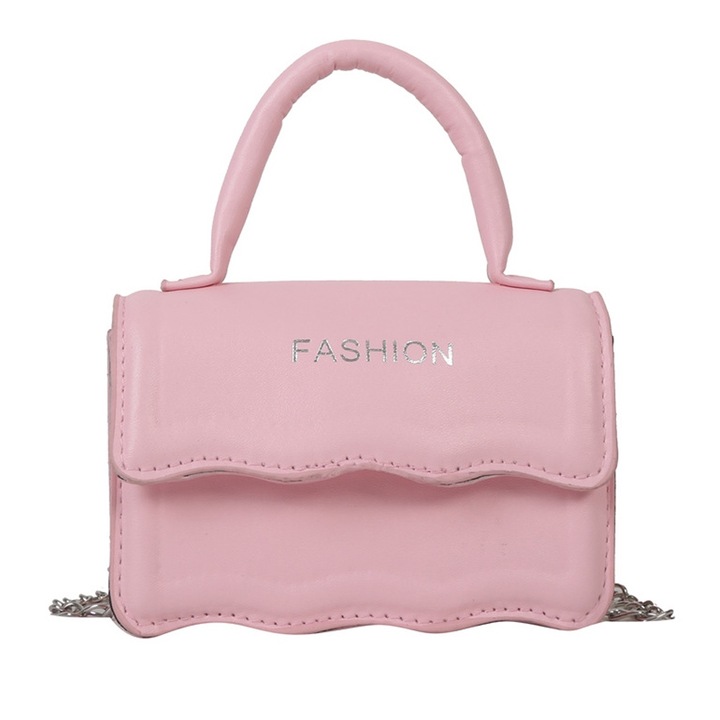 Divatos női válltáska, ökológiai bőr, 13x9x5cm, rózsaszín