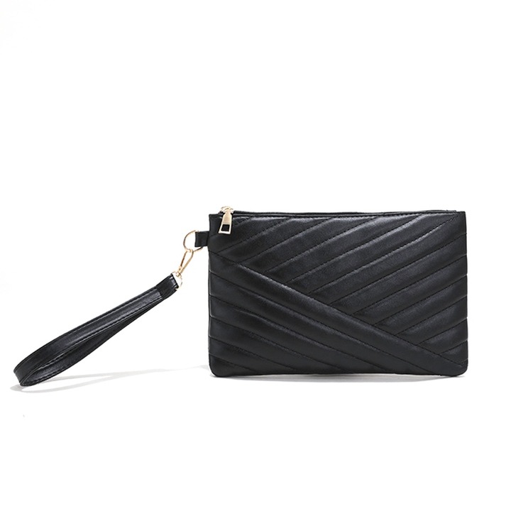 QttvbTna boríték típusú táska, ökológiai bőr, fekete, 29x26x16x1,5cm