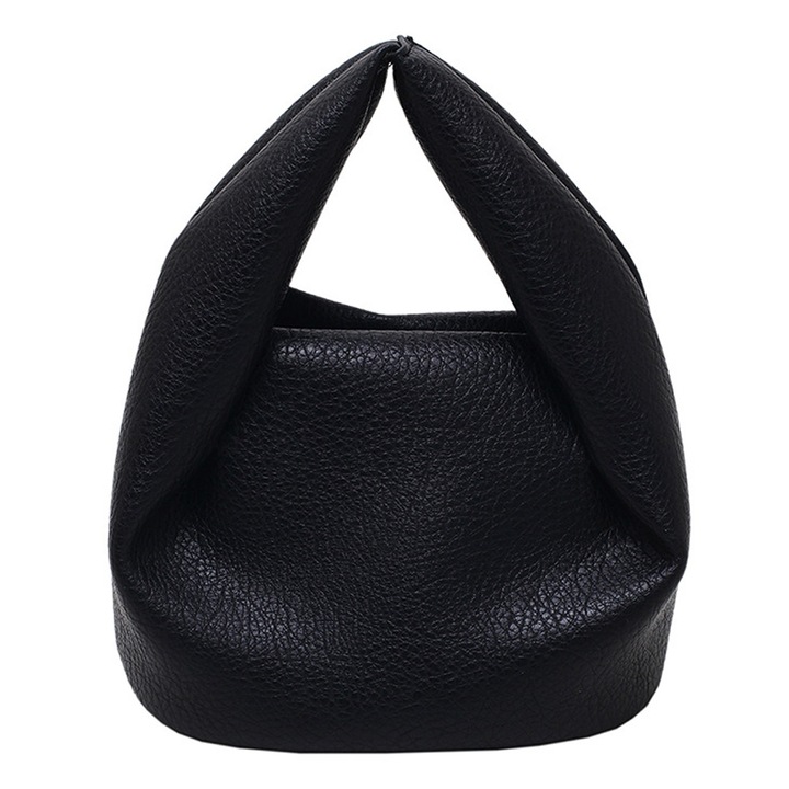 QttvbTna válltáska, műbőr, redőzött kivitel, fekete, 18x13x10cm