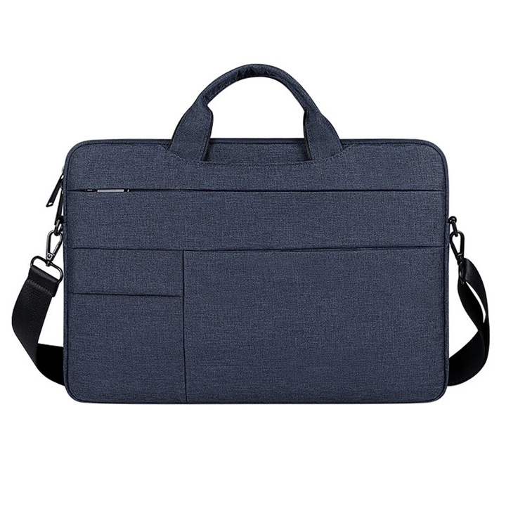 QttvbTna laptoptáska, vízálló, több zsebes, kék, 39x1,8x28 cm