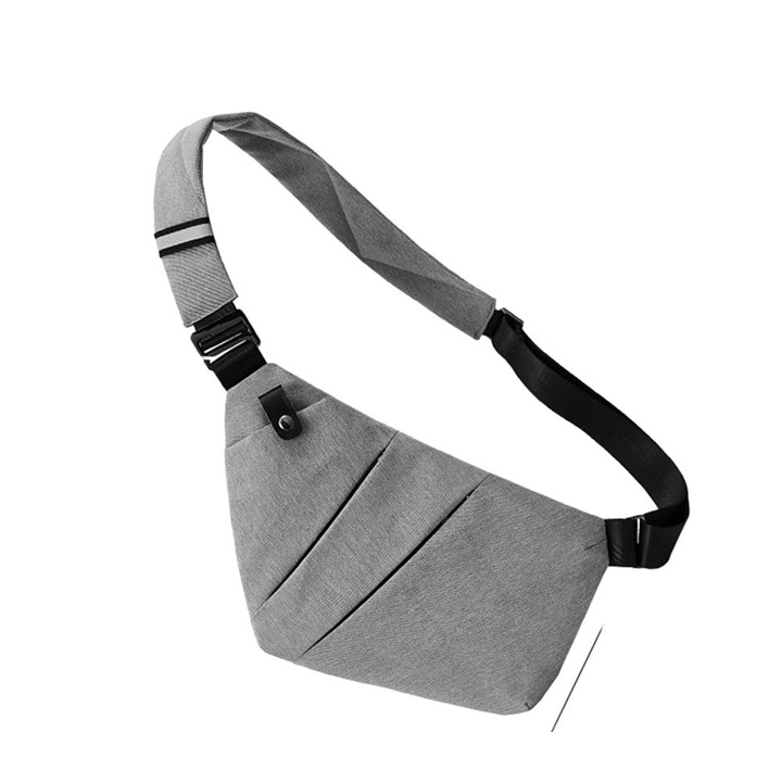 Sporttáska, lopásgátló, multifunkcionális, szürke