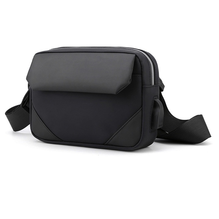 Fekete keresztpántos táska férfiaknak és nőknek, nagy kapacitású, könnyű, állítható és levehető pánttal