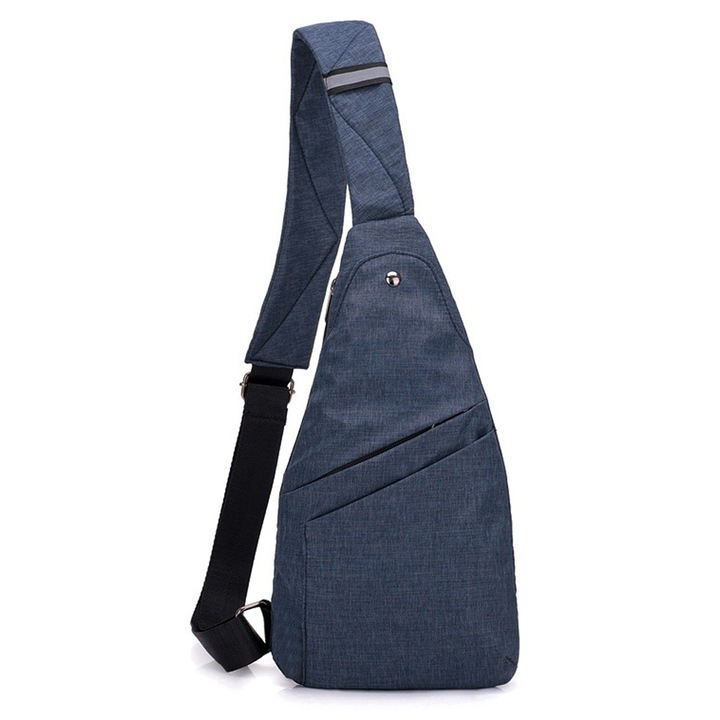 QttvbTna Унисекс слинг раница, полиестер, много джобове, тъмносиня, 36x19x1,5 см