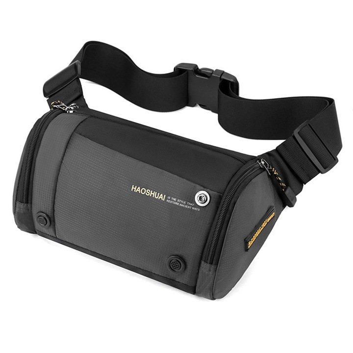 Piros-szürke csomag* férfiaknak és nőknek, divatos, vízálló deréktáskák állítható övvel, alkalmi táskák