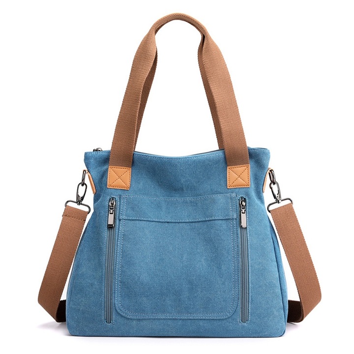 Geanta de umar pentru femei, AMRINUGL, capacitate mare, design unic, albastra, 13.7"x12.5"x4.7"