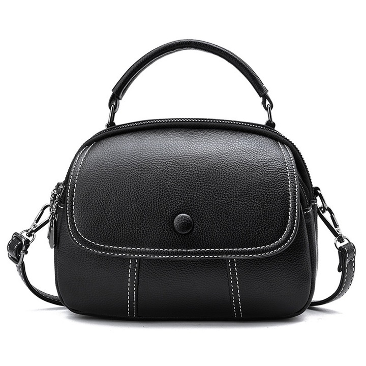 Női crossbody táska, állítható pánttal, rekeszes, fekete