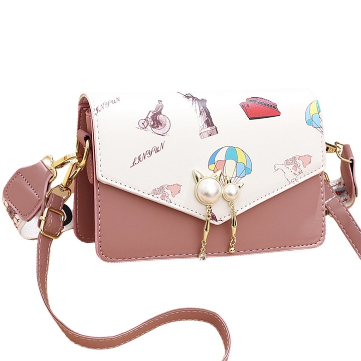 Дамска чанта за кръст, регулируема презрамка, многоцветна