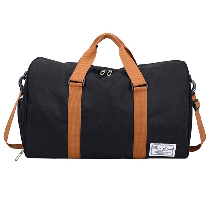 Jormftte sporttáska, cipőtartó rekesszel és nedves zsebbel, fekete