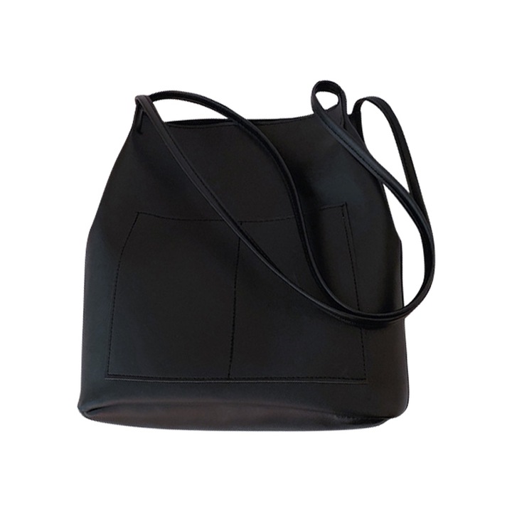 QttvbTna táska, vegán bőr, nagy kapacitású, fekete