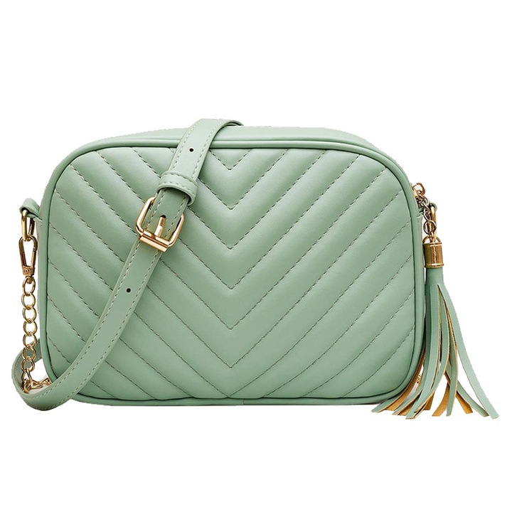 Női Crossbody táska, QttvbTna, poliuretán, zöld/arany, 22x16 cm