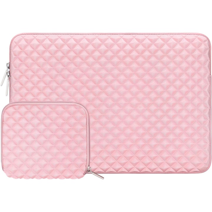 QttvbTna laptop borítás, Lycra/EVA, gyémánt minta, rózsaszín, 34,5x26,5x2,5 cm