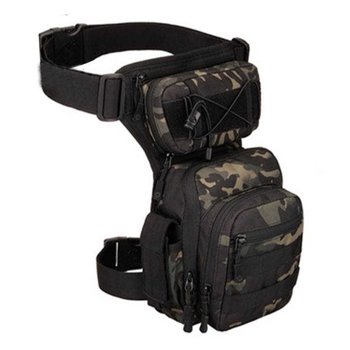 Jormftte taktikai lábtáska, vízálló, fekete, 34x24x13cm