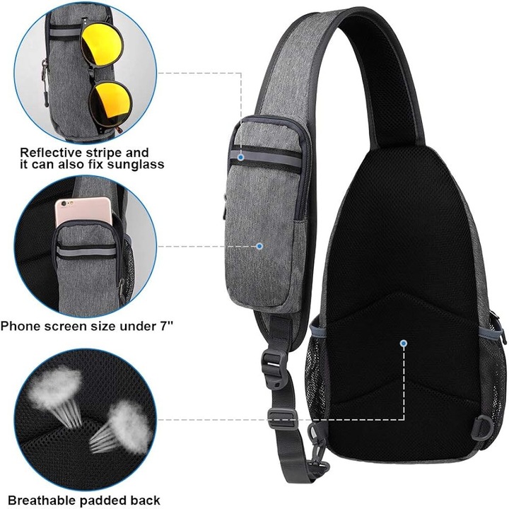 Rucsac de umar, Cozevdnt, gri, material durabil, sistem de inchidere cu fermoar