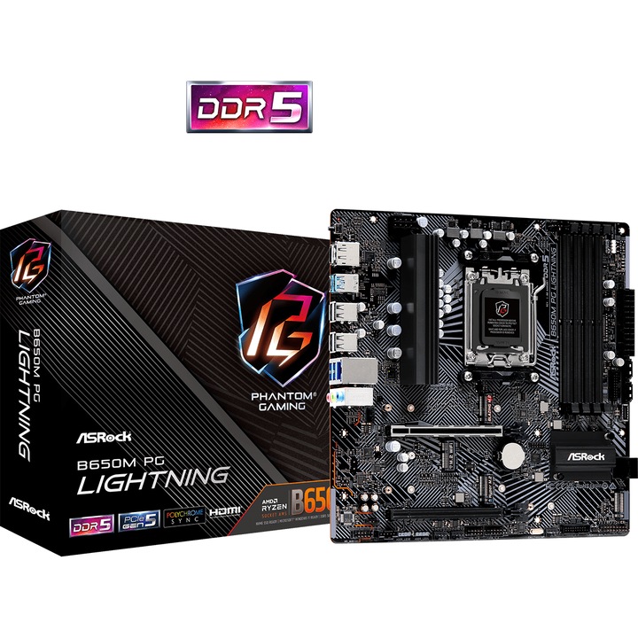 Дънна платка ASROCK B650M PG LIGHTING B650MPGLIGHTING