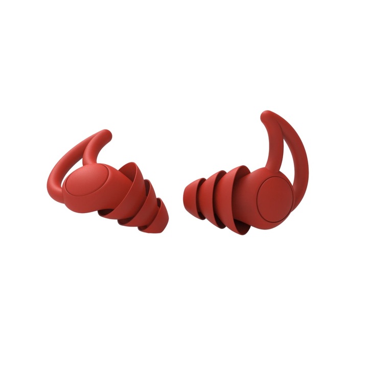 Set 2 dopuri de urechi, GOGOU®, lavabil, nano gel de silice, pentru somn, anularea zgomotului, rosu