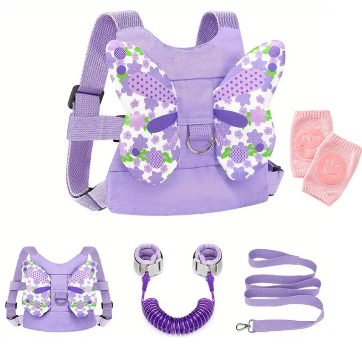 Ham bebe cu suport tip chilot detasabil, MzcrJosv®, Genunchiere, premergator, asistare mers, Unisex, Violet