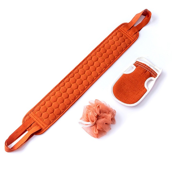 Set bureti de baie, exfolianti, portocaliu, 3 piese